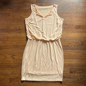 Athleta Orange Tiger Lily Vida Lined Ruche Waist Knee Length Dress